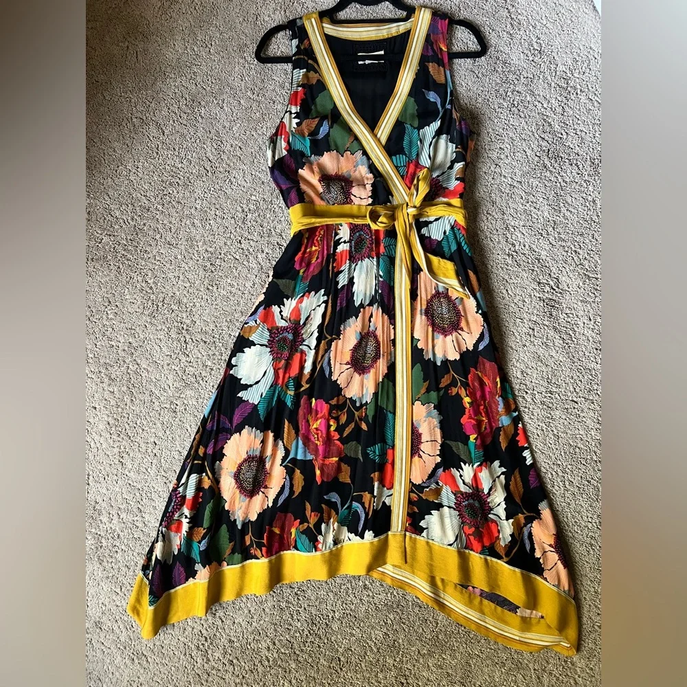 Anthropologie Maeve Botanical Faux Wrap Dress Size 6 - Picture 5 of 10